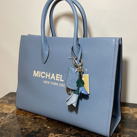 2pc 💙 Michael Kors Mirella leather tote bag blue - Picture 3 of 13